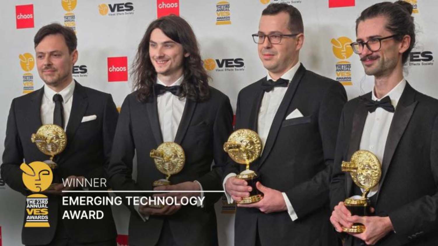 Jo Plaete and the team accepting the VES Award